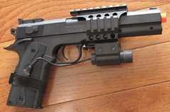 Airsoft Spring Pistol COLT M1914 Style W/Red Laser, Rail System 230 FPS