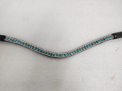 New 3 Row Clear Crystal Leather BrowBand For Bridle All Size With Free Shipping.