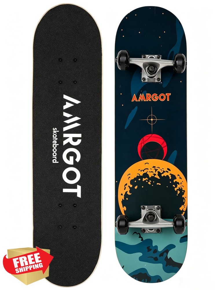 Amrgot Skateboards for Beginners,31 * 8 inches Complete Skateboards for Kids,…