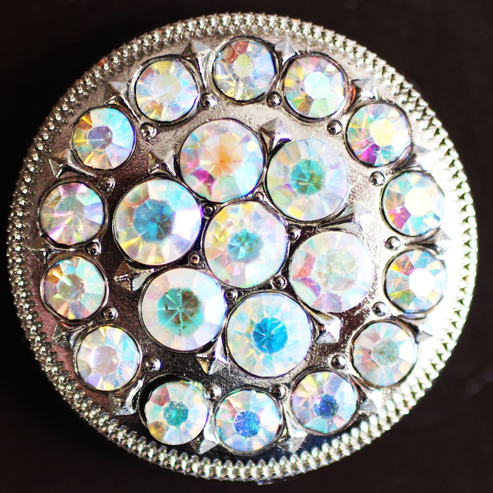 4 Conchos 1.5″ Rhinestone Horse Saddle Western Bridle Crystal 401146
