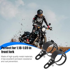 Motorcycle Turn Signal Light Bracket, 2 Pairs Metal Motorbike Fork Black