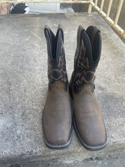Wolverine Waterproof Brown Western Equestrian Boots with Decorative Stitching