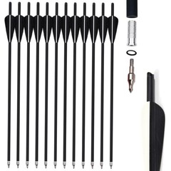 12Pcs 20″ Archery Carbon Crossbow Bolts Half Moon Nock OD 8.8mm Arrows Hunting