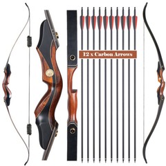 60″ Hunting Archery Takedown Recurve Bow 30-50lb Arrows Wooden Traditional Bow