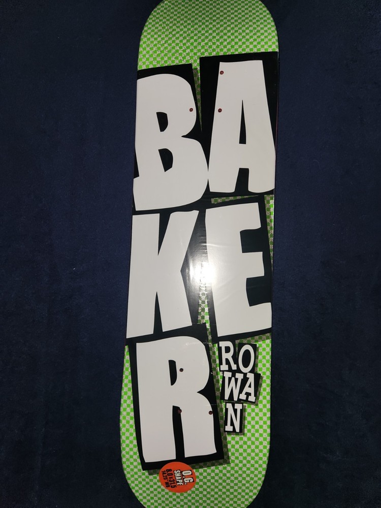 baker skateboard deck rowan stacked foil checkered pro model green silver white