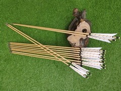12X 32″ Wooden Arrow 8mm Archery Turkey Feather Recurve Traditional Bow Hunting