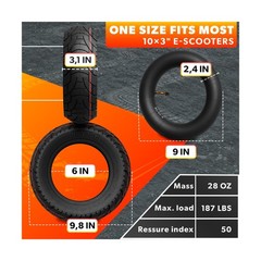 80/65-6 Scooter Tire Tube for All Seasons – 10×3″ Electric Scooter Tires Repl…