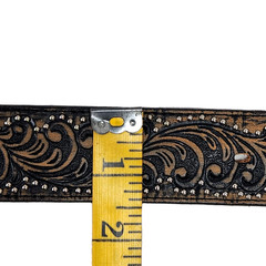 TONY LAMA Studded Leather Belt Sz 36 Swarovski Crystal Buckle Hearts Rhinestones