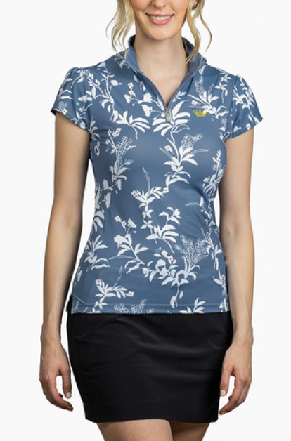 NWT ~ Kastel Denmark Patchwork Short Cap Sleeve 1/4 Zip Shirt ~ Size S~ $ 89