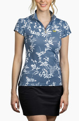 NWT ~ Kastel Denmark Patchwork Short Cap Sleeve 1/4 Zip Shirt ~ Size S~ $ 89