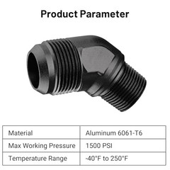 16AN Male Flare to 3/4″ NPT Pipe Fitting Adapter 16AN to 3/4 NPT 45 Degree