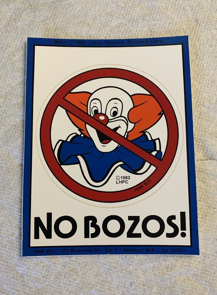 Vintage skateboard sticker No Bozos Sims Hobie G&S NOS Deck Powell Alva Santa X