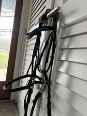 Padded Black Bling BrowBand English Dressage Flash Horse Bridle W/Kimberwick Bit