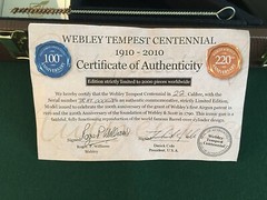 Limited Edition Webley & Scott Tempest Centennial Air Gun Pistol .22 – Scarce