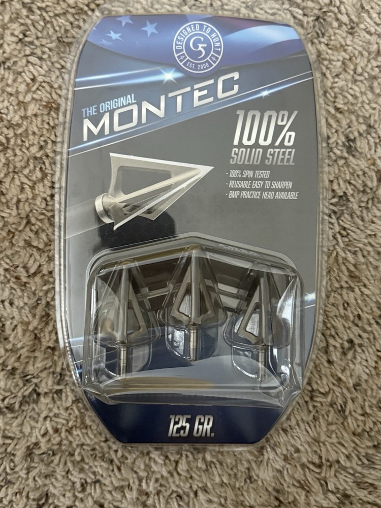 G5 Montec Fixed Broadhead 125 Grain 100% Solid Steel Silver