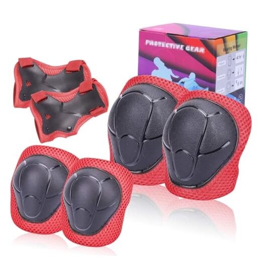 Kids Protective Gear Set SHENMOREN Knee Pads for Kids 3-10 Years Toddler red