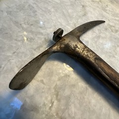 Antique Ice Axe 32.5” Long 9.5” Head Appears unknown wood Shaft, From Japan