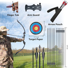 Recurve Bow Set for Adults – 51″ Takedown Bow with 12 Arrows, 30-50Lb Options