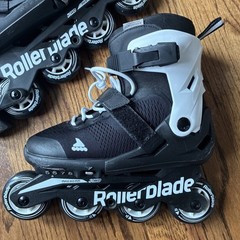 Rollerblade Microblade Kids Inline Skates Adjustable Black White Sizes 5-8