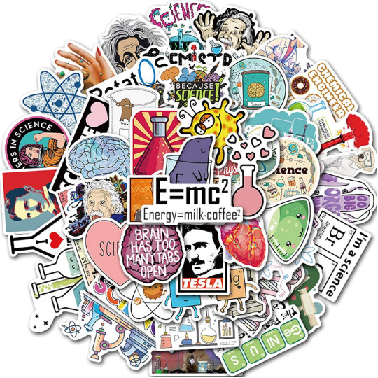 50pcs Laboratory Physics Chemistry Graffiti Stickers Science Einstein Decals