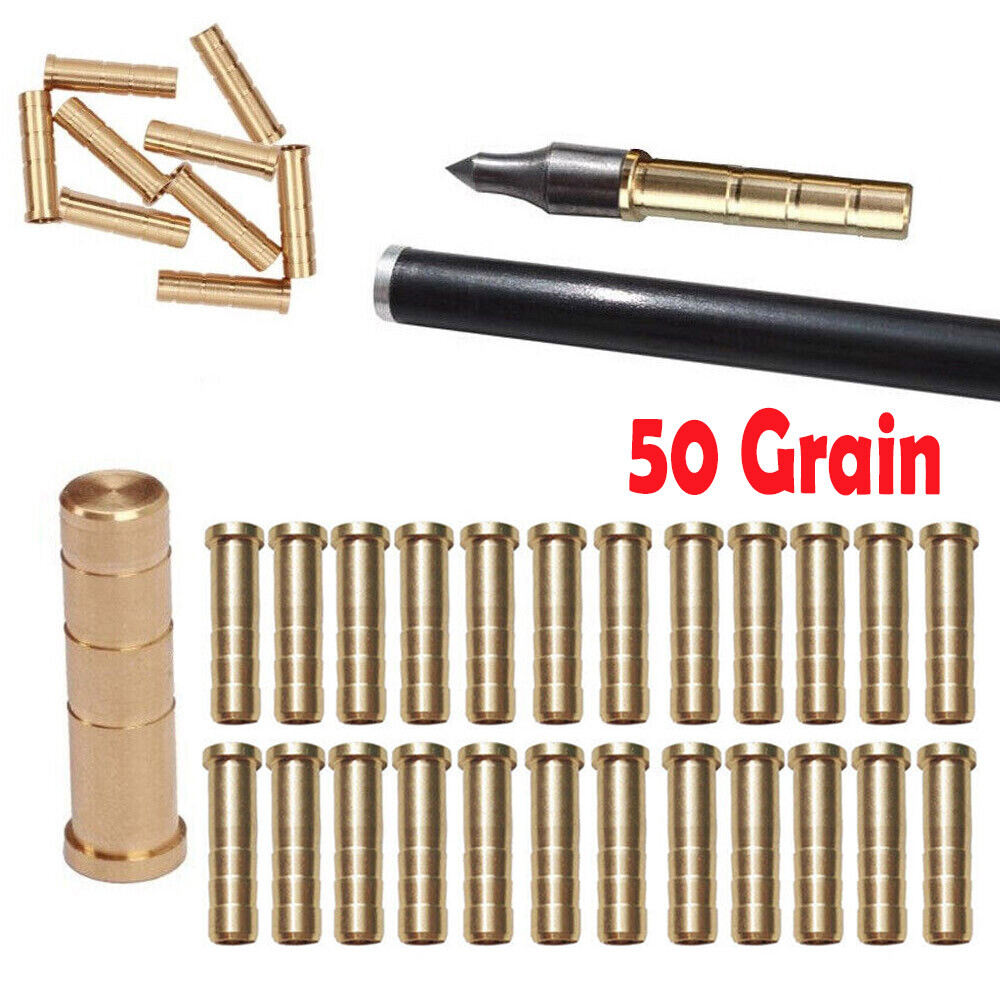 24Pcs 50grain Heavy Weight Arrow Brass Inserts Archery ID6.2mm Arrow DIY Base