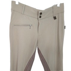 Devon Aire Ribbed Leather Equestrian Riding Breeches Pants Women Size 28 Beige