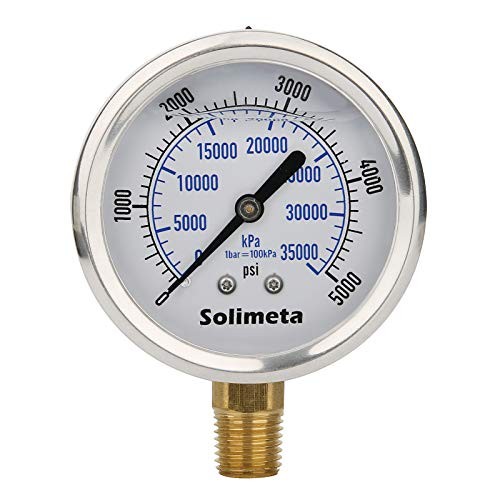 2-1/2″ Dial Size, Oil Filled Hydraulic Pressure 0-5000psi/kpa Lower Mount