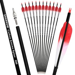 28″ 30″ 31″ Archery Carbon Arrows SP500 Feather Screw-in Tip Recurve Bow Hunting