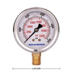 2-1/2″ Dial Size, Liquid Filled Hydraulic Pressure 2-1/2 inch Lower Mount