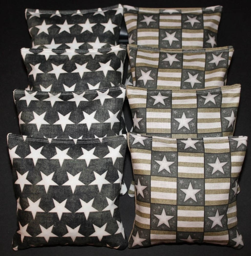 PATRIOTIC Stars USA AMERICAN FLAG Vintage Rustic 8 ACA Regulation Corn Hole Bags