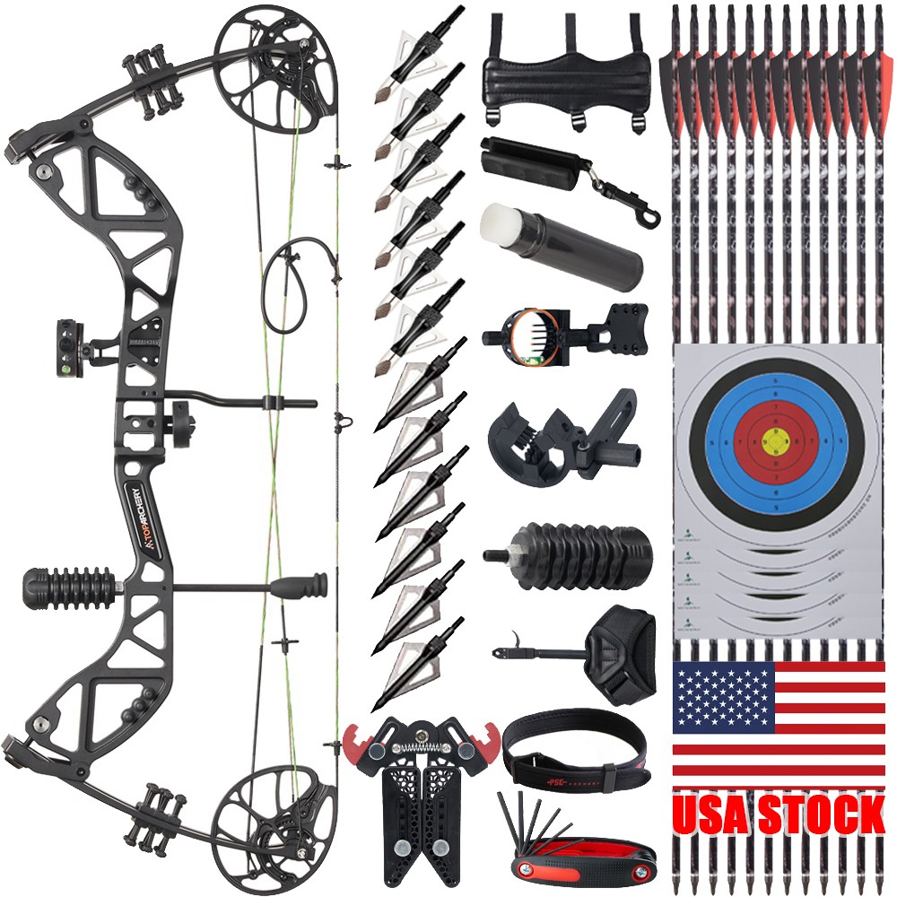 Archery Compound Bow 30-70lbs Let-off 75% Bow Carbon Arrows Hunting Shoot Target