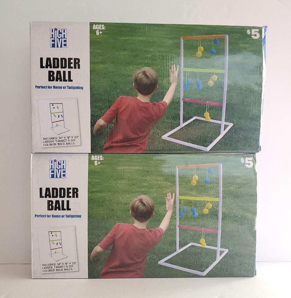Set of Two Ladder Ball Game Sets High Five Game Yard Party Fun 34x18x23