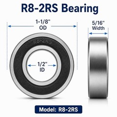 1/2 inch Bearings, 1/2 x1-1/8 x5/16 inch R8-2RS Double R8-2rs(10 Pack) 10