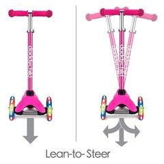 3-Wheel Kick Scooter for Kids Ages 3-8 Lean-to-Steer Toddler Scooter with Ext…