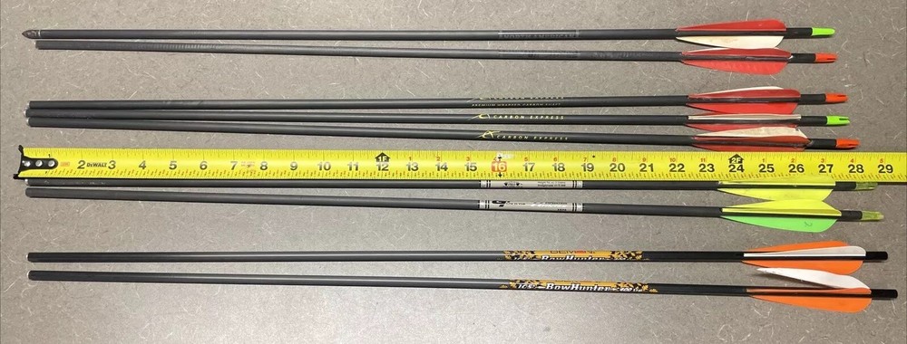 9-Mixed Used Carbon Shafts-28” Some Need Fletchings & Inserts See Pics