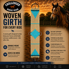 Horse Western Saddle Tack 15 Strand Cotton Acrylic Straight Cinch 97108