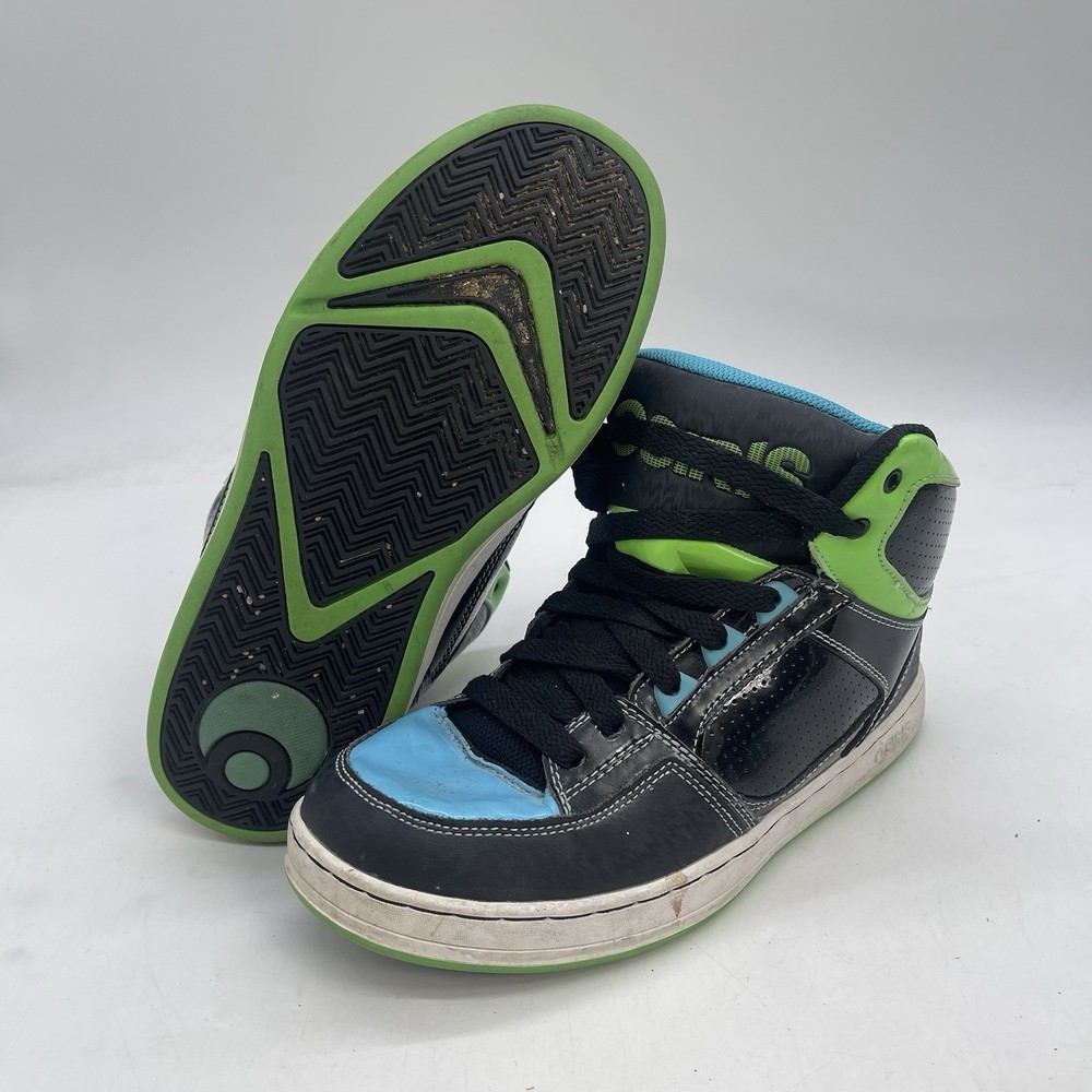 Osiris Shoes Mens 5.5 High-Top Skateboarding Sneakers Black Blue Green
