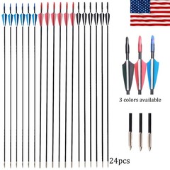 Archery 24/48pcs 31″ Archery Fiberglass Arrows Dense Shaft Tip Hunt Practice