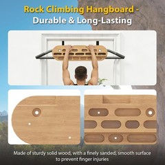 2 in 1 Hang Board Rock Climbing Hangboard with Door Way Pull Up Bar