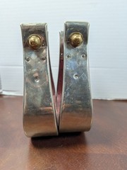 Vintage Diablo USA Silver Plated Overlay Western Saddle Stirrups Engraved Pair