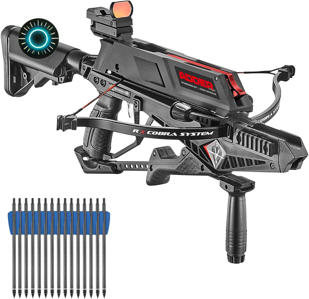 EK Archery Repeating Adder Crossbow 130 lb Cross Bow with 5 Shot auto-loading…