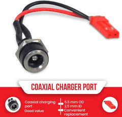 Alveytech Coaxial Charger Port (5.5 Mm OD, 2.5 Mm ID) for GOTRAX GXL, GXL V2, XR