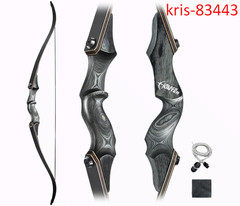 Black Hunter Takedown Recurve Bow 60in, Bamboo Core Limbs for Archery PracticeII