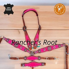 Western Horse Leather Tack Set | Pink Gator Tack Set For Horse