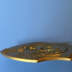 Vtg Gold Tone Archery Archer & Eagle Sagittarius Shield Shaped Medal Charm Italy