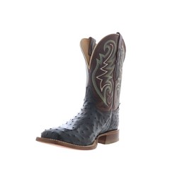 Tony Lama Foster Full Quill Ostrich Made In USA Mens Black Western Boots
