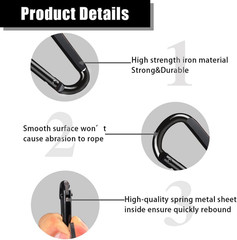 4 PCS Carabiner Clip, 860 Lbs-3″ Iron Heavy Duty Carabiner, Multi Purpose D Shap