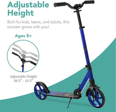 Kick Scooter for Kids Ages 8+ Teens & Adults, Foldable Large Wheel Scooter with