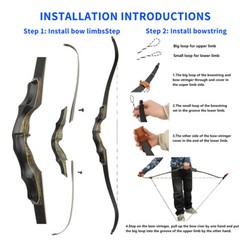 62″ Takedown Recurve Bow Hunting 20-60lbs Limbs Archery Adult Shooting Target