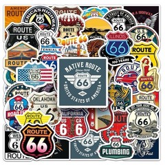 30Pcs Random Route 66 Sign Shaped HighWay Travel Waterproof Stickers